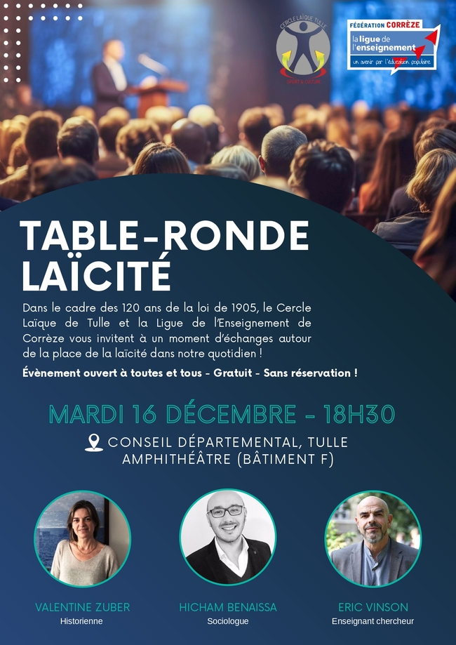 Affiche table ronde laïcité 16 12